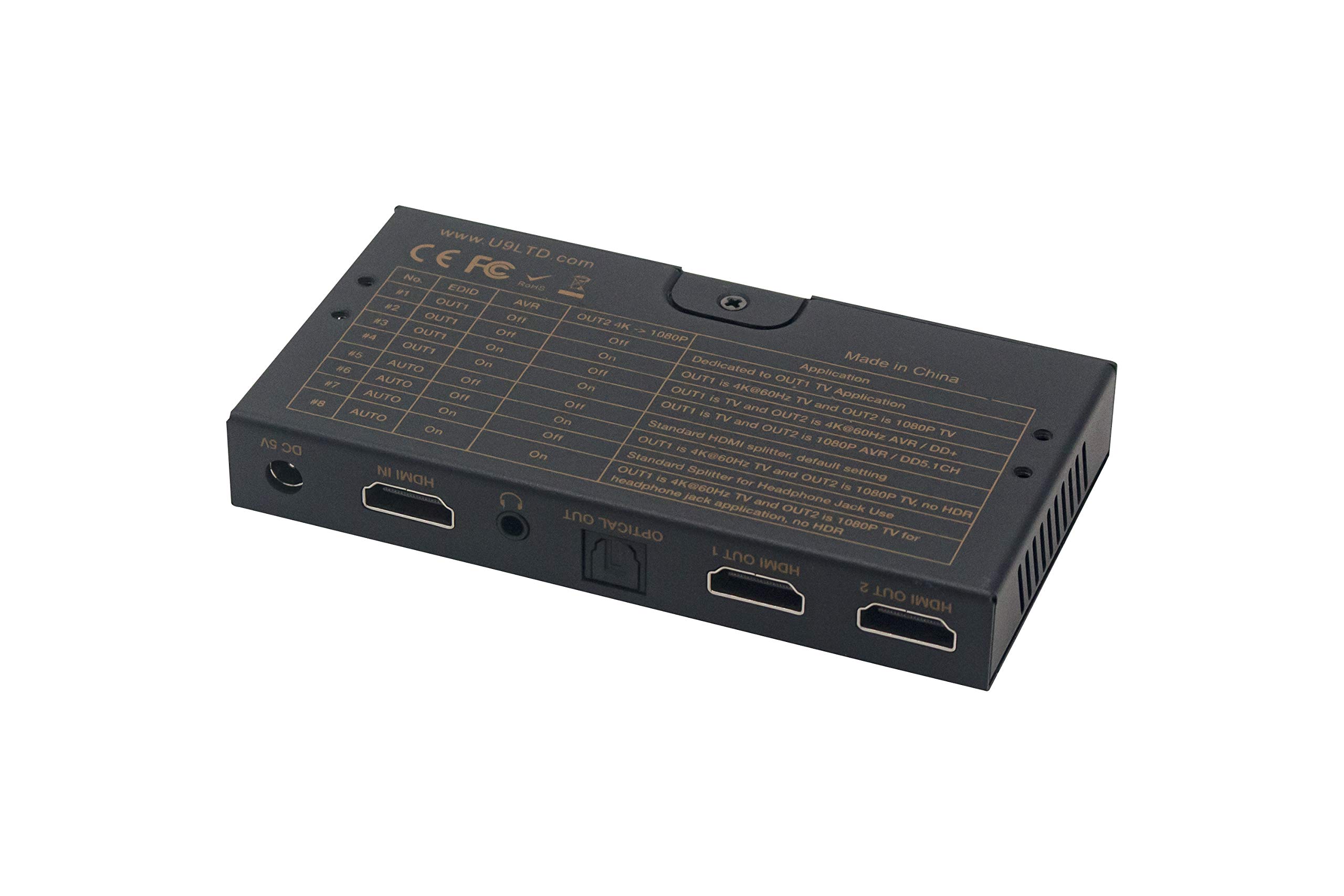 Amazon.com: u9 ViewHD UHD1X2SA 1 in 2 Out 1x2 HDMI 2.0 HDCP